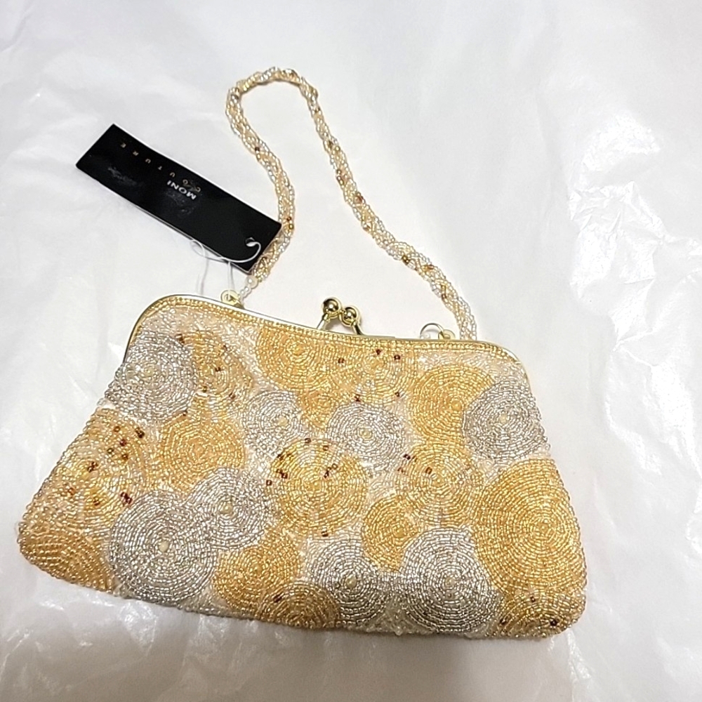 Nwt Moni Couture Evening Bag Purse  Clutch Vintage Brand Seed Beaded Embellished